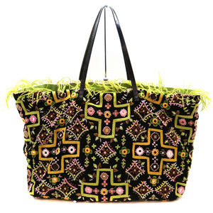 Fendi Beaded Tote Bag Handbag Green Black